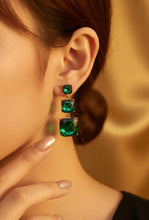 Load image into Gallery viewer, Emerald Green Gemstone Dangle Earrings
