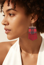 Load image into Gallery viewer, Classic Plaid Frayed Earrings (Red)
