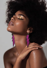 Load image into Gallery viewer, Brenda's Glitter Lightning Bolt Earrings (Fuchsia)

