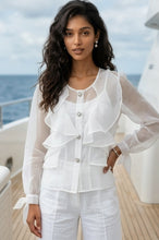 Load image into Gallery viewer, Onyx Sheer Ruffled Blouse
