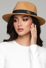 Load image into Gallery viewer, Tan Straw Pattern Fedora Hat
