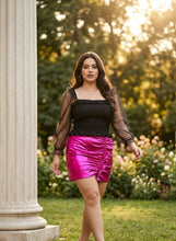 Load image into Gallery viewer, Scarlett's Haute Metallic Fuchsia Colored Skirt
