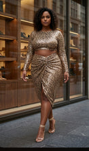 Load image into Gallery viewer, Lena's Sequined Leopard 2pc Skirt Dress
