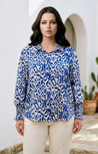 Load image into Gallery viewer, Emory's Mock-Leopard Print Blouse (Navy)
