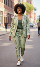 Load image into Gallery viewer, Isabella's Printed Blazer Pant Suit (Sage)
