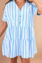 Load image into Gallery viewer, Macy's Tier Stripe Dress(Blue)
