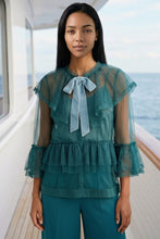 Load image into Gallery viewer, Lexington Tier Lace Blouse(Green)
