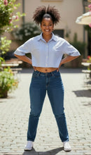Load image into Gallery viewer, Beaux Stripe Crop Top (Blue)
