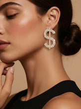 Load image into Gallery viewer, Dollar Sign Rhinestone Earrings
