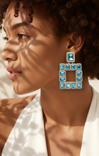 Load image into Gallery viewer, Colored Gemstone Square Earrings (Turquoise)
