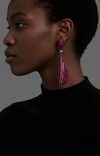 Load image into Gallery viewer, Meghan's Fuschia Rhinestone Drop Earrings
