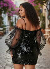 Load image into Gallery viewer, Sabrina's Sheer Sequined Dress

