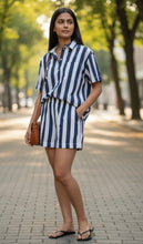Load image into Gallery viewer, Kandice's Striped Short Set (Navy)
