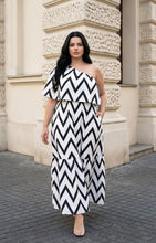 Load image into Gallery viewer, Chevron Print Plus Size One-Shoulder Dress
