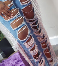 Load image into Gallery viewer, Hazel's Plus Size Destroyed Denim Fringe Jeans
