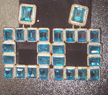 Load image into Gallery viewer, Colored Gemstone Square Earrings (Turquoise)
