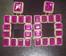 Load image into Gallery viewer, Colored Gemstone Square Earrings (Fuchsia)
