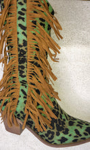 Load image into Gallery viewer, Turquoise Leopard Print Fringe Boots
