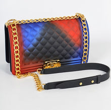 Load image into Gallery viewer, Black Multi-Colored Quilted Purse
