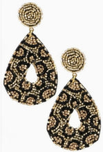 Load image into Gallery viewer, Black &amp; Gold Seed Bead Earrings
