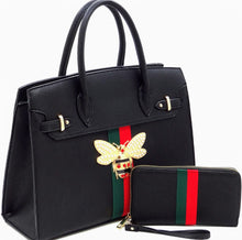 Load image into Gallery viewer, Queen Bee 2-in-1 Striped Satchel
