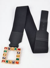 Load image into Gallery viewer, Plus Square M/C Gemstone Buckle Elastic Belt
