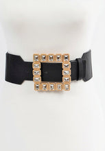 Load image into Gallery viewer, Plus Square Clear Gemstone Buckle Elastic Belt
