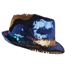 Load image into Gallery viewer, Multi-Colored Sequined Fedora Hat
