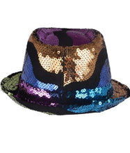 Load image into Gallery viewer, Multi-Colored Sequined Fedora Hat
