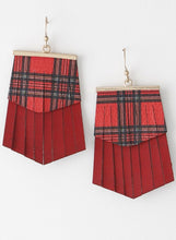 Load image into Gallery viewer, Classic Plaid Frayed Earrings (Red)
