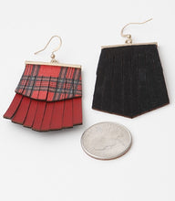 Load image into Gallery viewer, Classic Plaid Frayed Earrings (Red)
