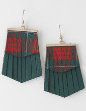 Load image into Gallery viewer, Classic Plaid Frayed Earrings (Green)

