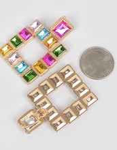 Load image into Gallery viewer, Colored Gemstone Square Earrings (Fuchsia)
