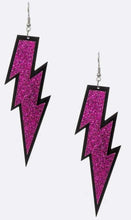 Load image into Gallery viewer, Brenda's Glitter Lightning Bolt Earrings (Fuchsia)
