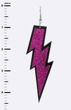 Load image into Gallery viewer, Brenda's Glitter Lightning Bolt Earrings (Fuchsia)
