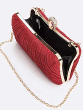 Load image into Gallery viewer, Pleated Metallic Party Clutch (Blue)
