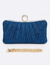 Load image into Gallery viewer, Pleated Metallic Party Clutch (Blue)
