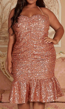 Load image into Gallery viewer, Jewel's Rose Gold Sequined Halter Dress
