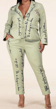 Load image into Gallery viewer, Isabella's Printed Blazer Pant Suit (Sage)
