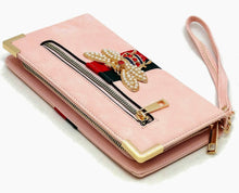Load image into Gallery viewer, Queen Bee Striped Wristband/Clutch Wallet (Blue)
