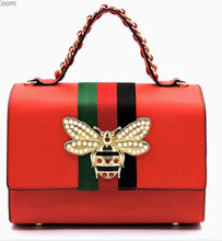 Load image into Gallery viewer, Queen Bee Striped Purse (Ruby Red)
