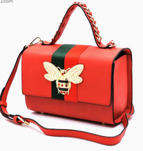 Load image into Gallery viewer, Queen Bee Striped Purse (Ruby Red)
