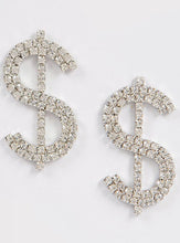 Load image into Gallery viewer, Dollar Sign Rhinestone Earrings
