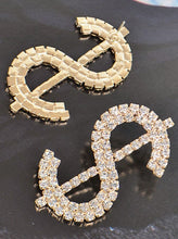 Load image into Gallery viewer, Dollar Sign Rhinestone Earrings
