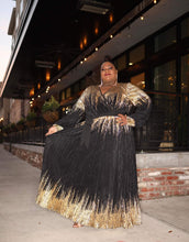 Load image into Gallery viewer, Gia's Black and Gold Pleated Dress
