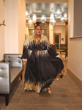Load image into Gallery viewer, Gia's Black and Gold Pleated Dress
